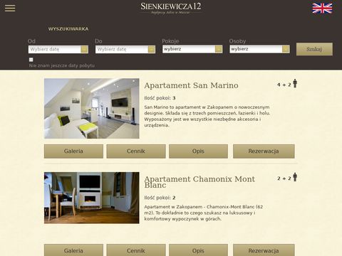 Sienkiewicza12.pl apartamenty Zakopane